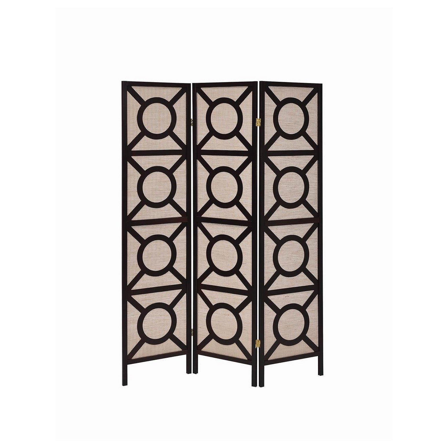 Vulcan 3-panel Geometric Folding Screen Tan and Cappuccino 900090