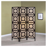 Vulcan 3-panel Geometric Folding Screen Tan and Cappuccino 900090