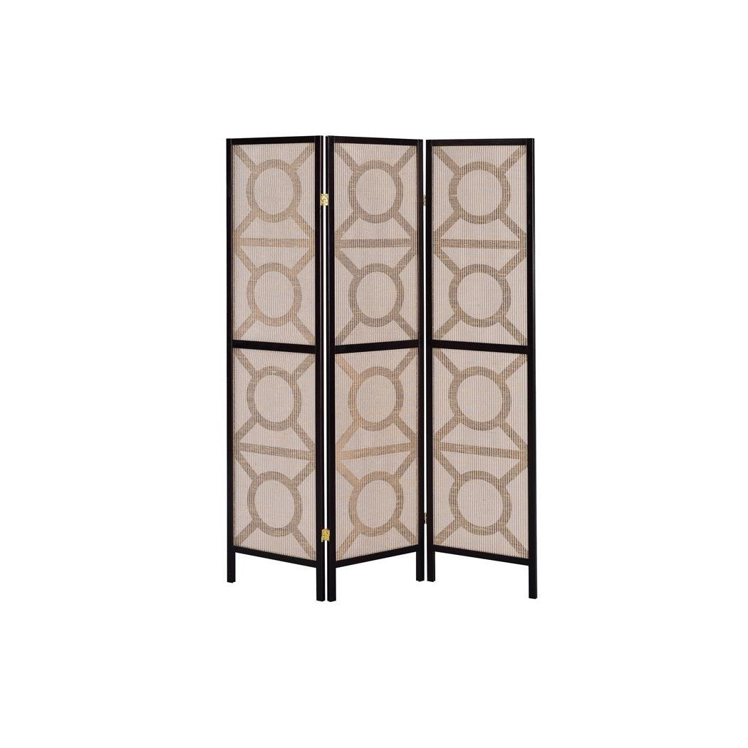 Vulcan 3-panel Geometric Folding Screen Tan and Cappuccino 900090