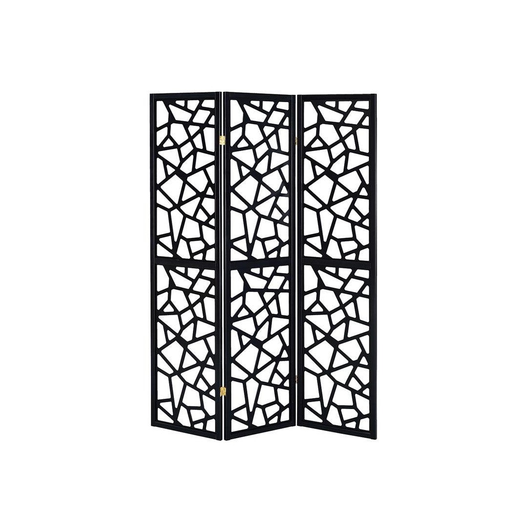 Nailan 3-panel Open Mosaic Pattern Room Divider Black 900092