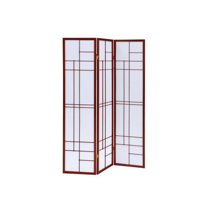 Katerina 3-panel Folding Floor Screen White and Cherry 900110