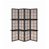 Iggy 4-panel Folding Screen with Removable Shelves Tan and Cappuccino 900166