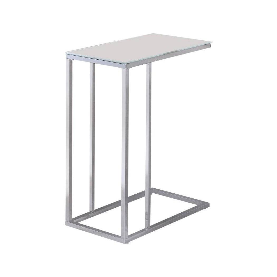 Stella Glass Top Accent Table Chrome and White 900250