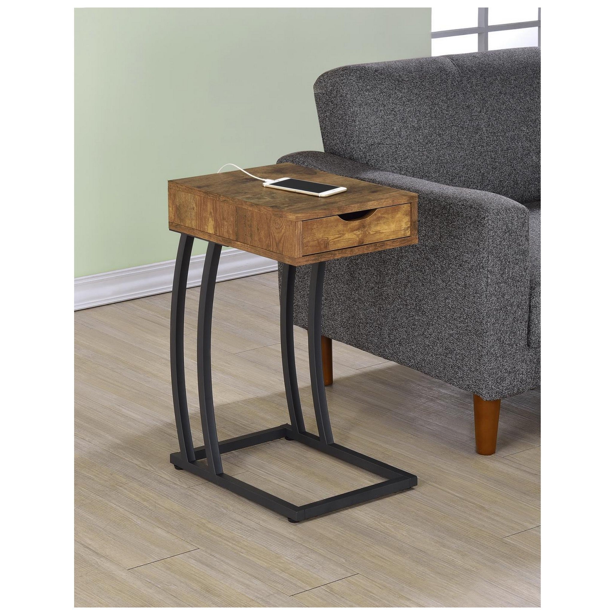 Troy Accent Table with Power Outlet Antique Nutmeg 900577