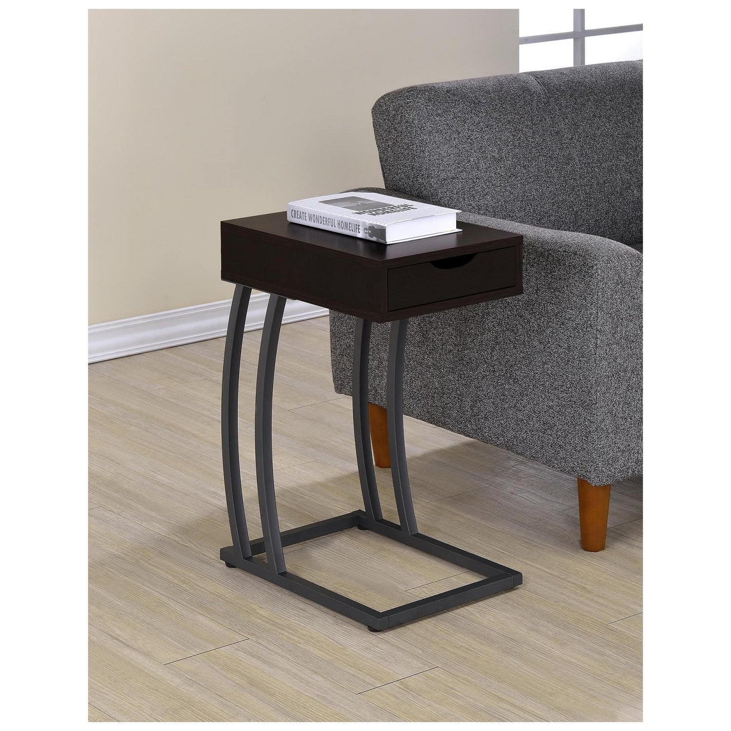 Troy Accent Table with Power Outlet Cappuccino 900578