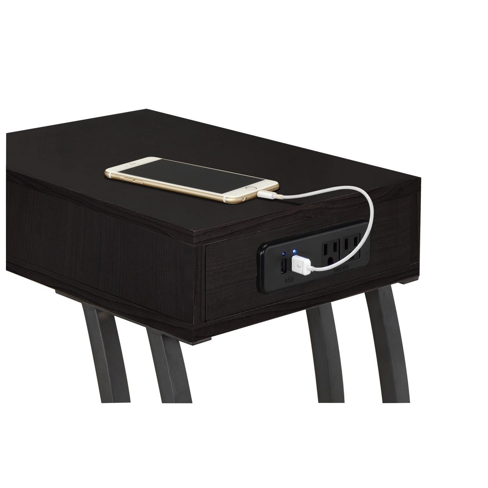 Troy Accent Table with Power Outlet Cappuccino 900578