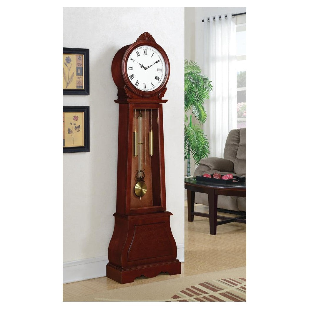 Narcissa Grandfather Clock with Chime Brown Red 900723