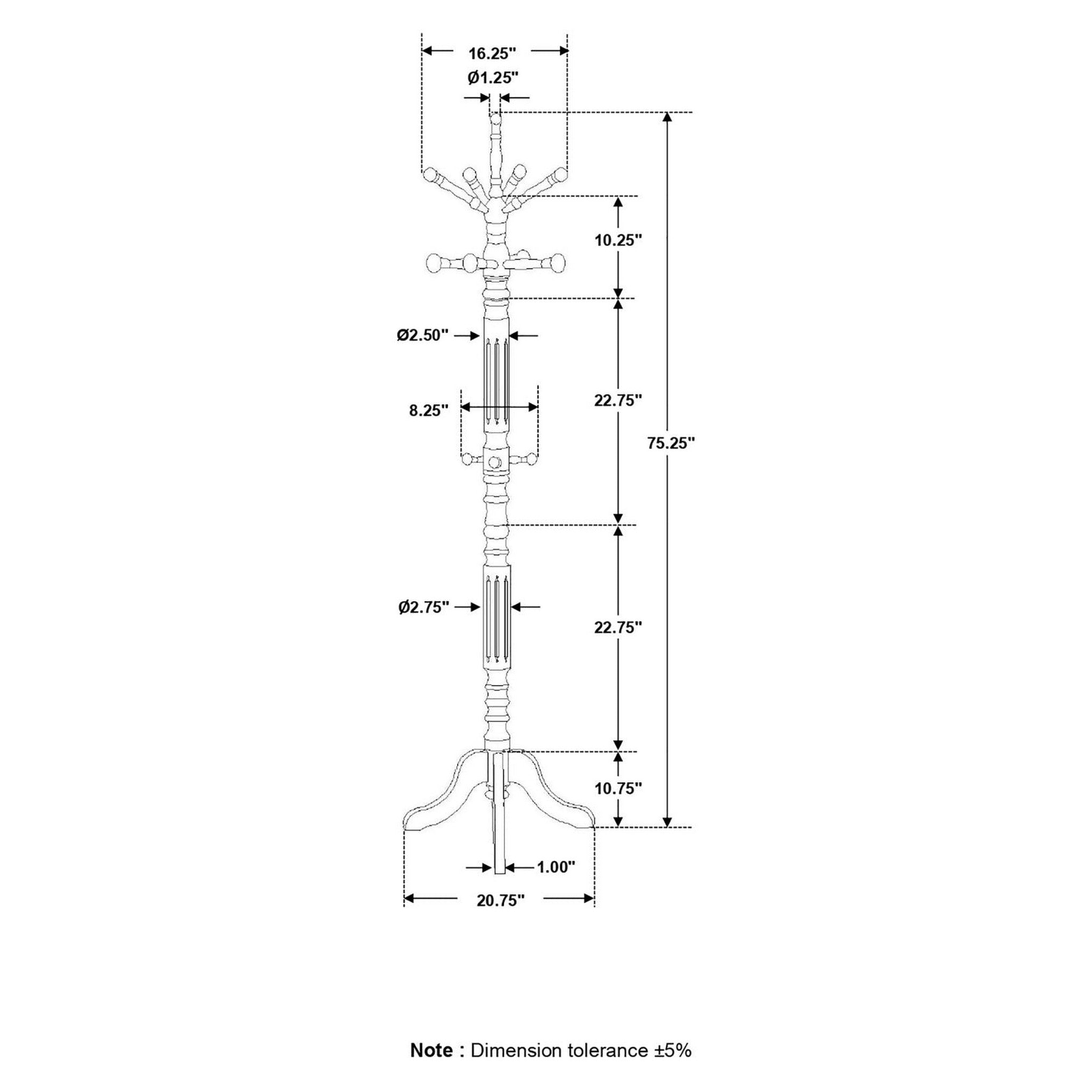 Achelle Coat Rack with 11 Hooks Tobacco 900769