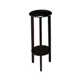 Kirk Round Accent Table with Bottom Shelf Espresso 900936