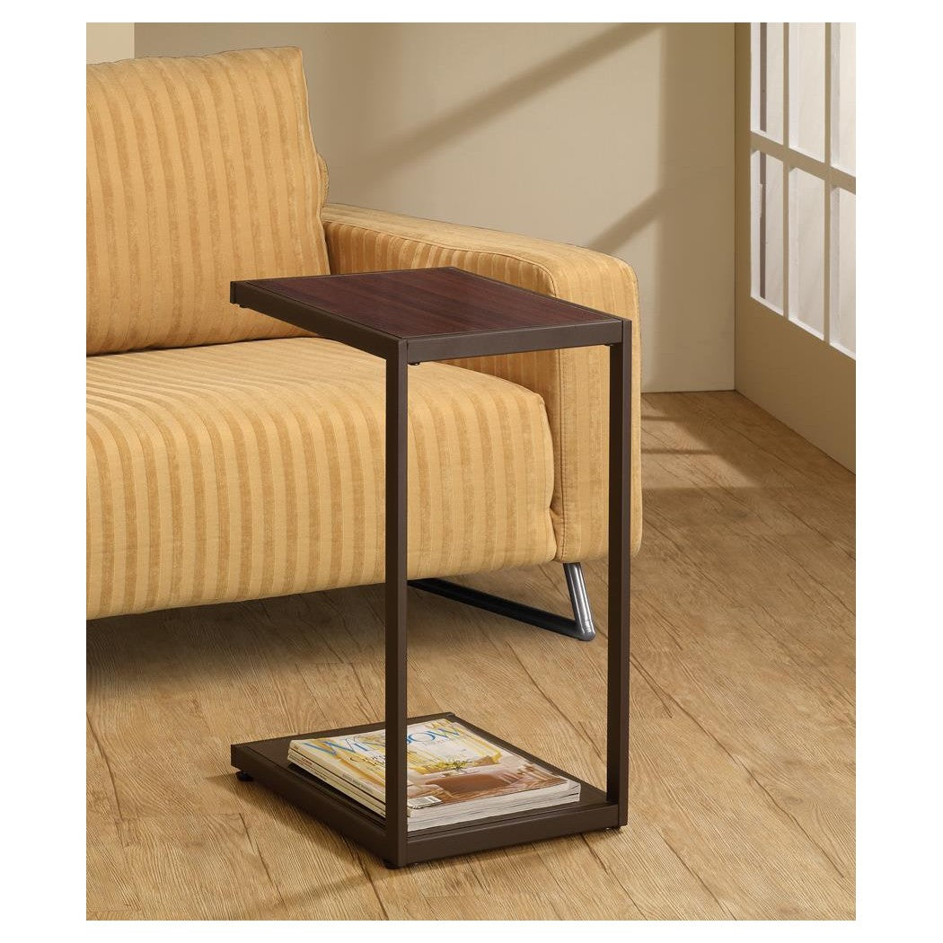 Jose Rectangular Accent Table with Bottom Shelf Brown 901007