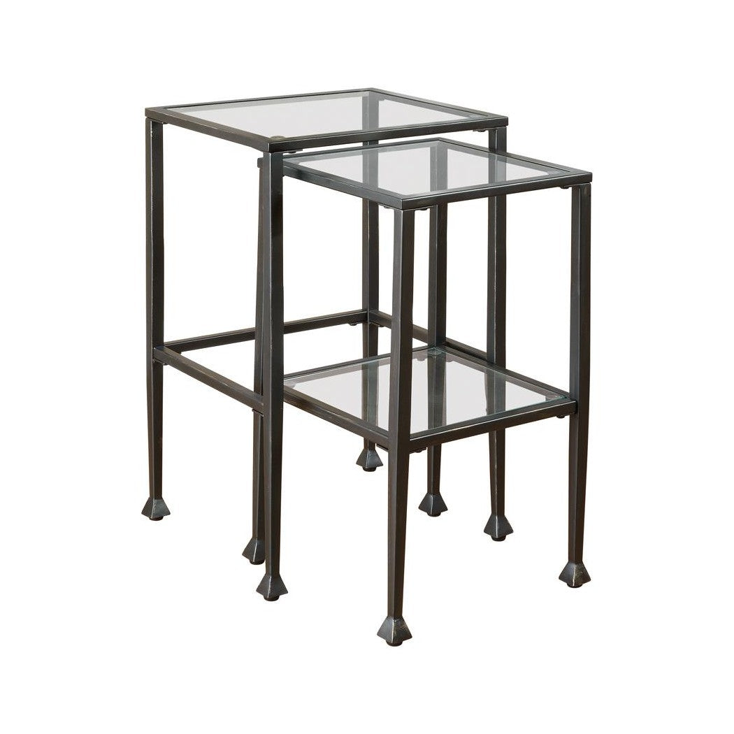 Leilani 2-piece Glass Top Nesting Tables Black 901073