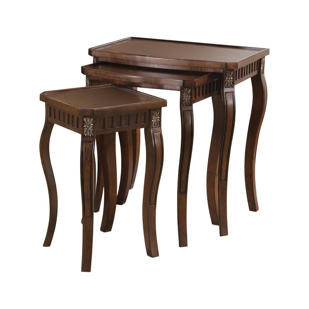 Daphne 3-piece Curved Leg Nesting Tables Warm Brown 901076