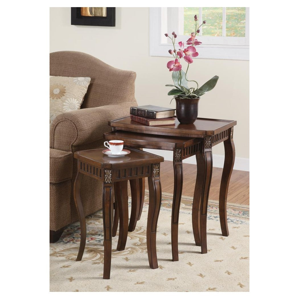 Daphne 3-piece Curved Leg Nesting Tables Warm Brown 901076