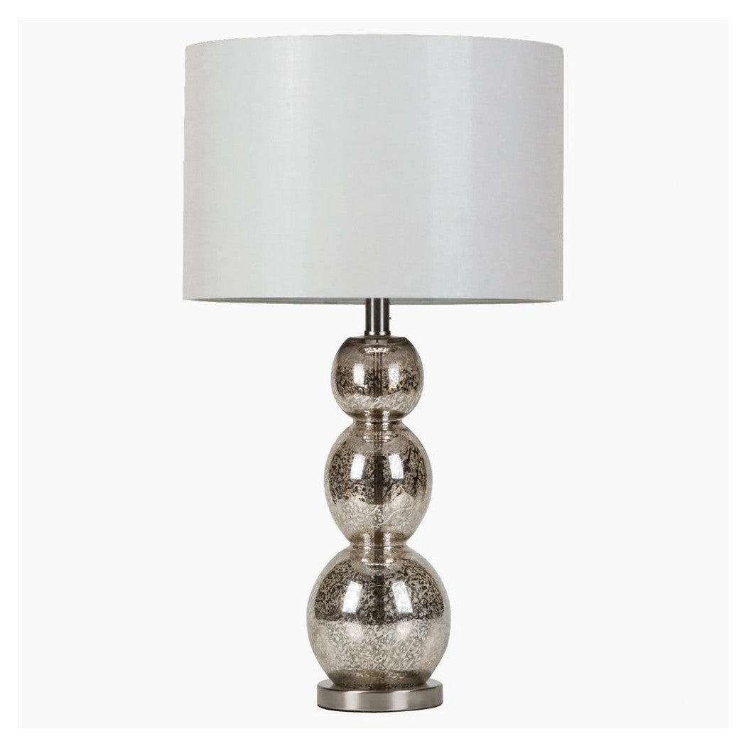 Mineta Drum Shade Table Lamp White and Antique Silver 901185