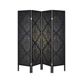 Haidera 4-panel Damask Pattern Folding Screen Black 901632