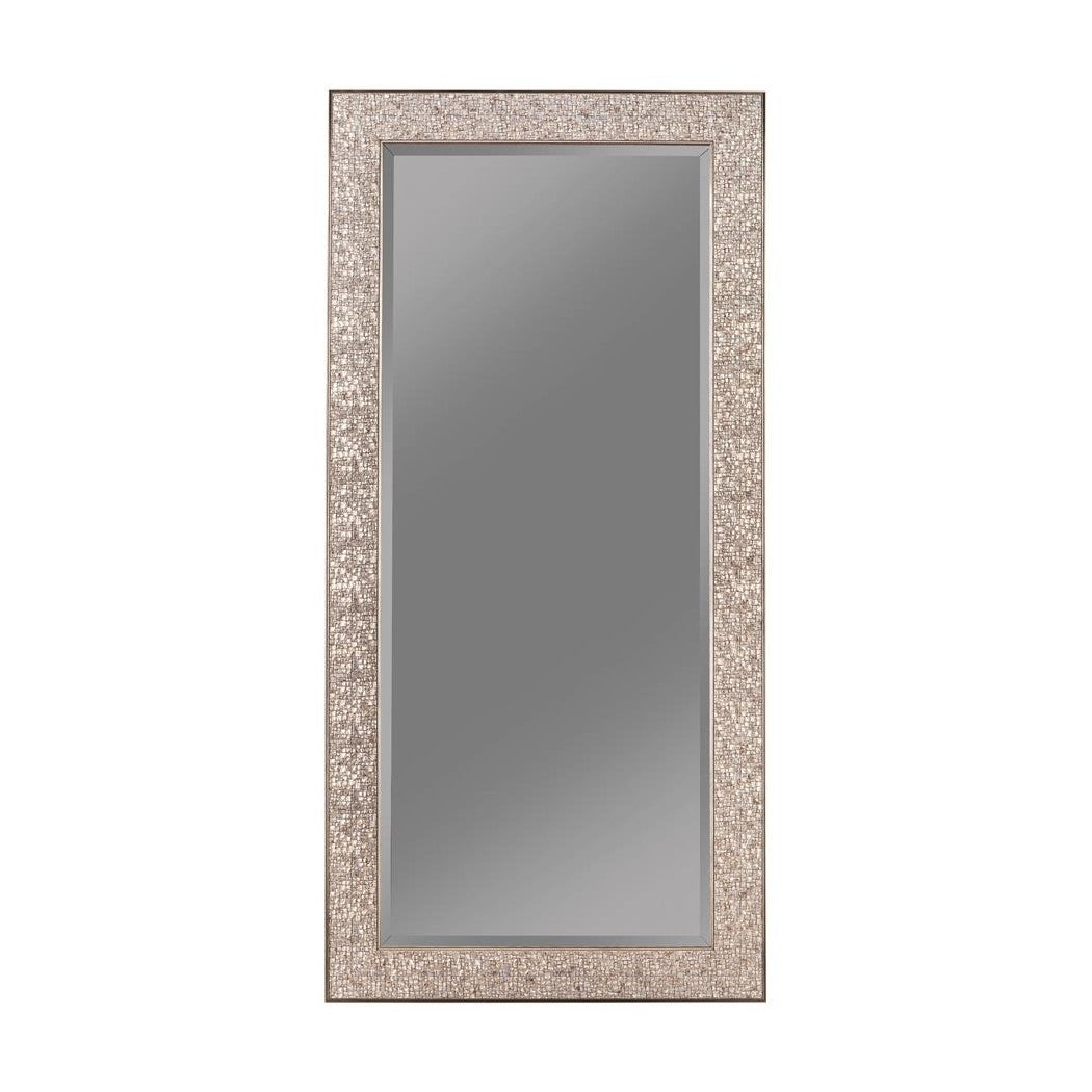 Rollins Rectangular Floor Mirror Silver Sparkle 901997