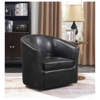 Turner Upholstery Sloped Arm Accent Swivel Chair Dark Brown 902098