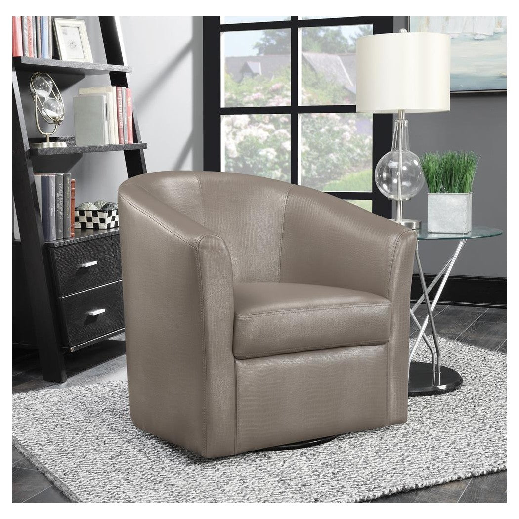 Turner Upholstery Sloped Arm Accent Swivel Chair Champagne 902726