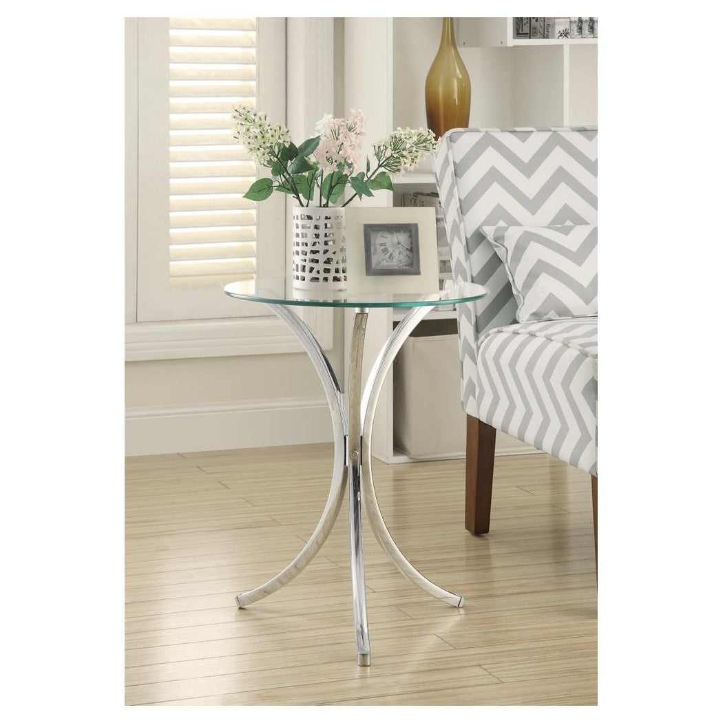 Eloise Round Accent Table with Curved Legs Chrome 902869