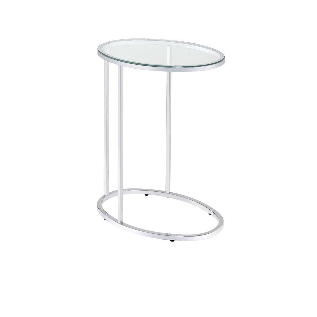 Kyle Oval Snack Table Chrome and Clear 902927