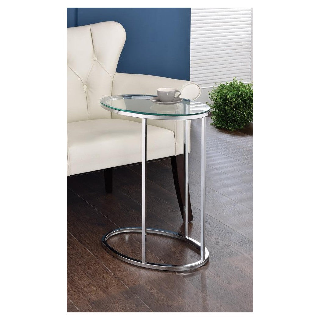 Kyle Oval Snack Table Chrome and Clear 902927