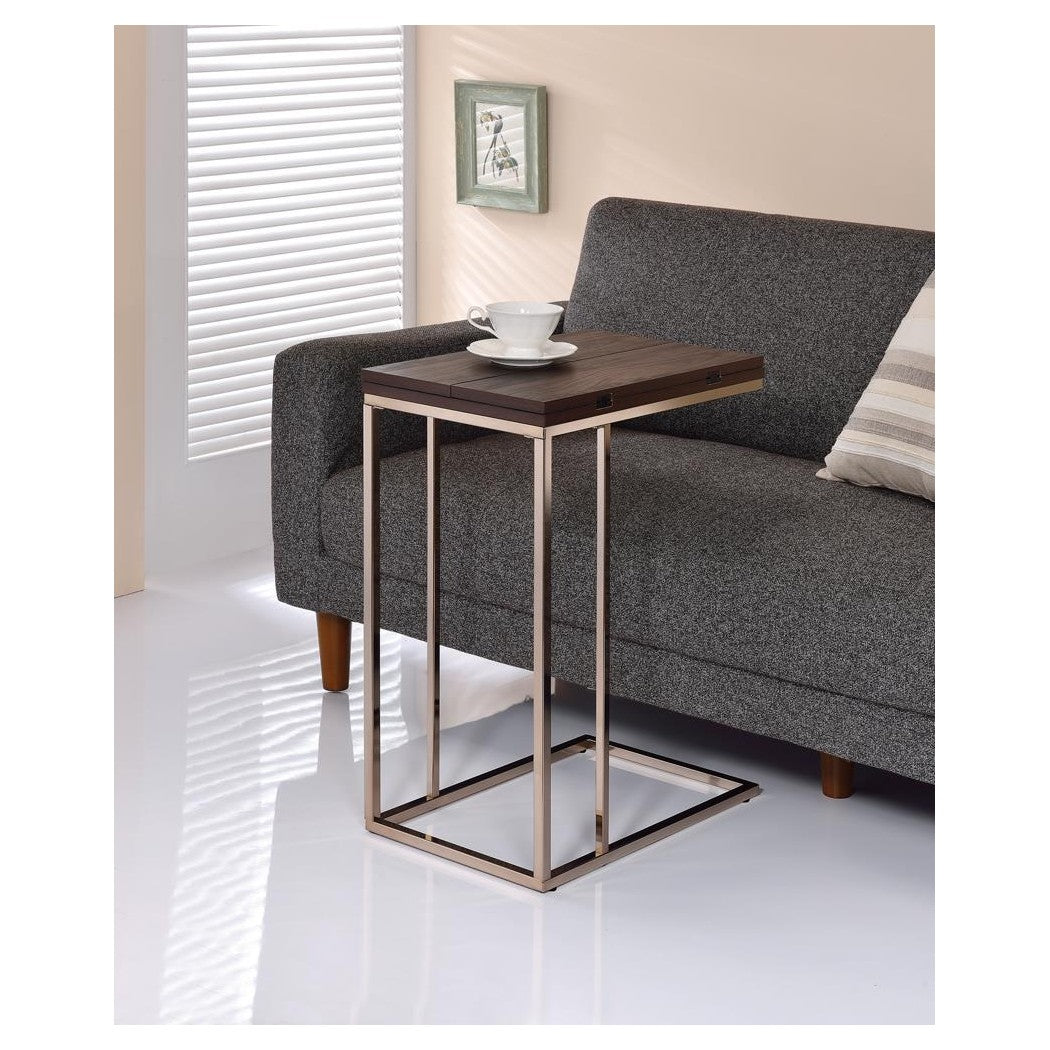 Pedro Expandable Top Accent Table Chestnut and Chrome 902932