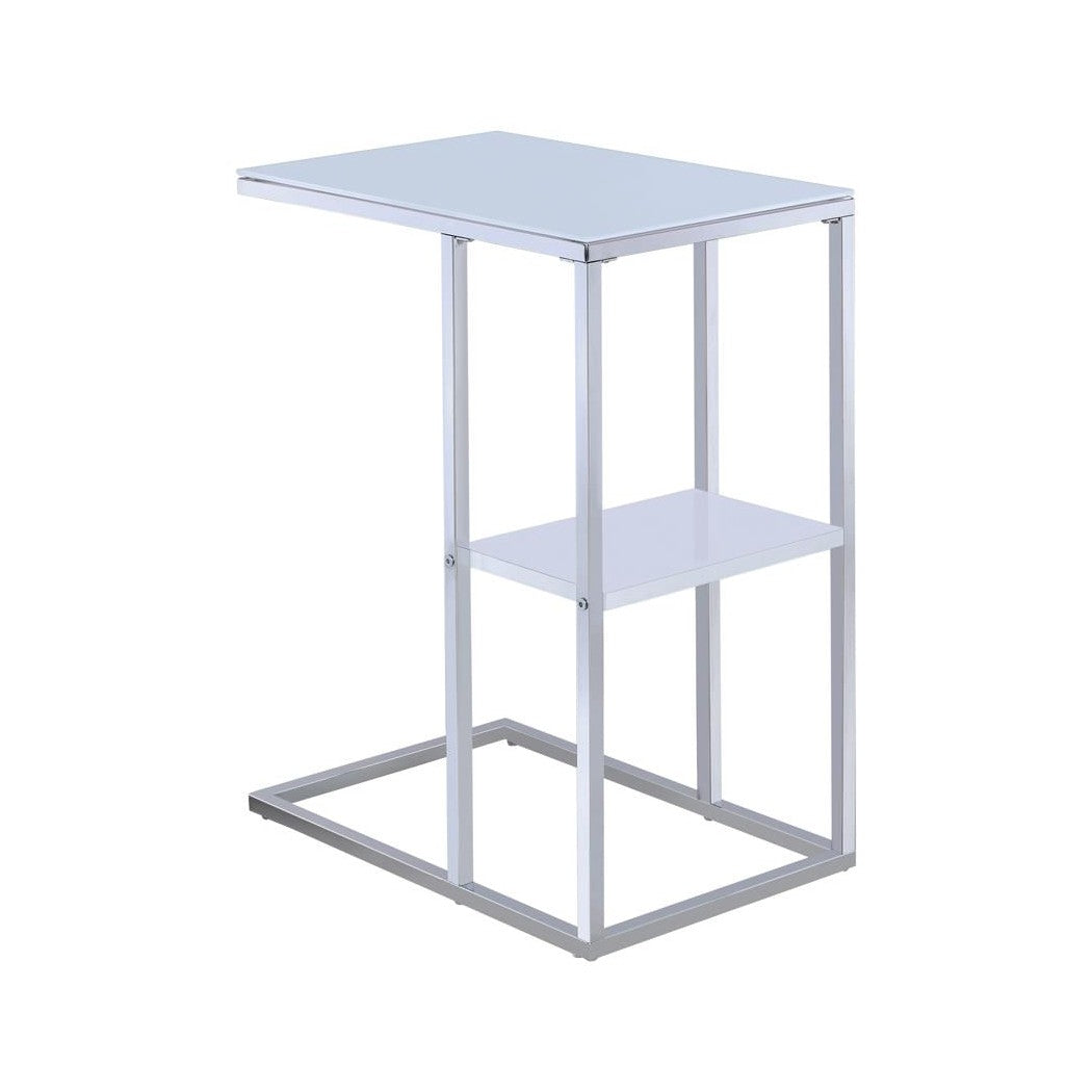 Daisy 1-shelf Accent Table Chrome and White 904018