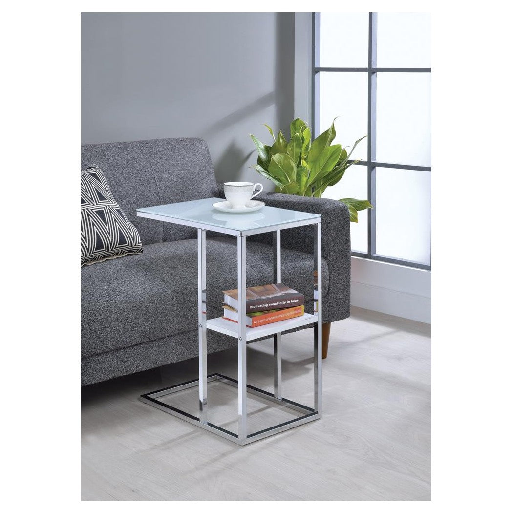 Daisy 1-shelf Accent Table Chrome and White 904018