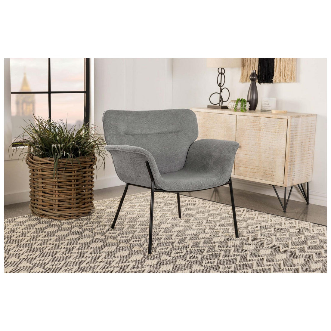 Davina Upholstered Flared Arms Accent Chair Ash Grey 905614