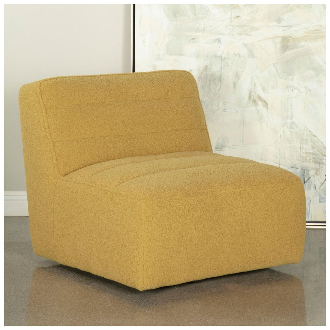 Cobie Upholstered Swivel Armless Chair Mustard 905724