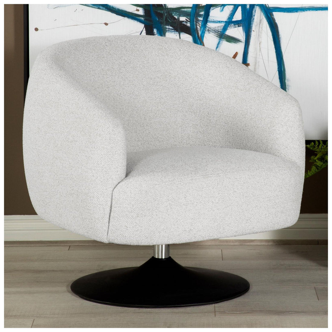 Dave Upholstered Swivel Accent Chair Beige and Matte Black 905739