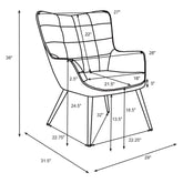 Isla Upholstered Flared Arms Accent Chair with Grid Tufted 909468