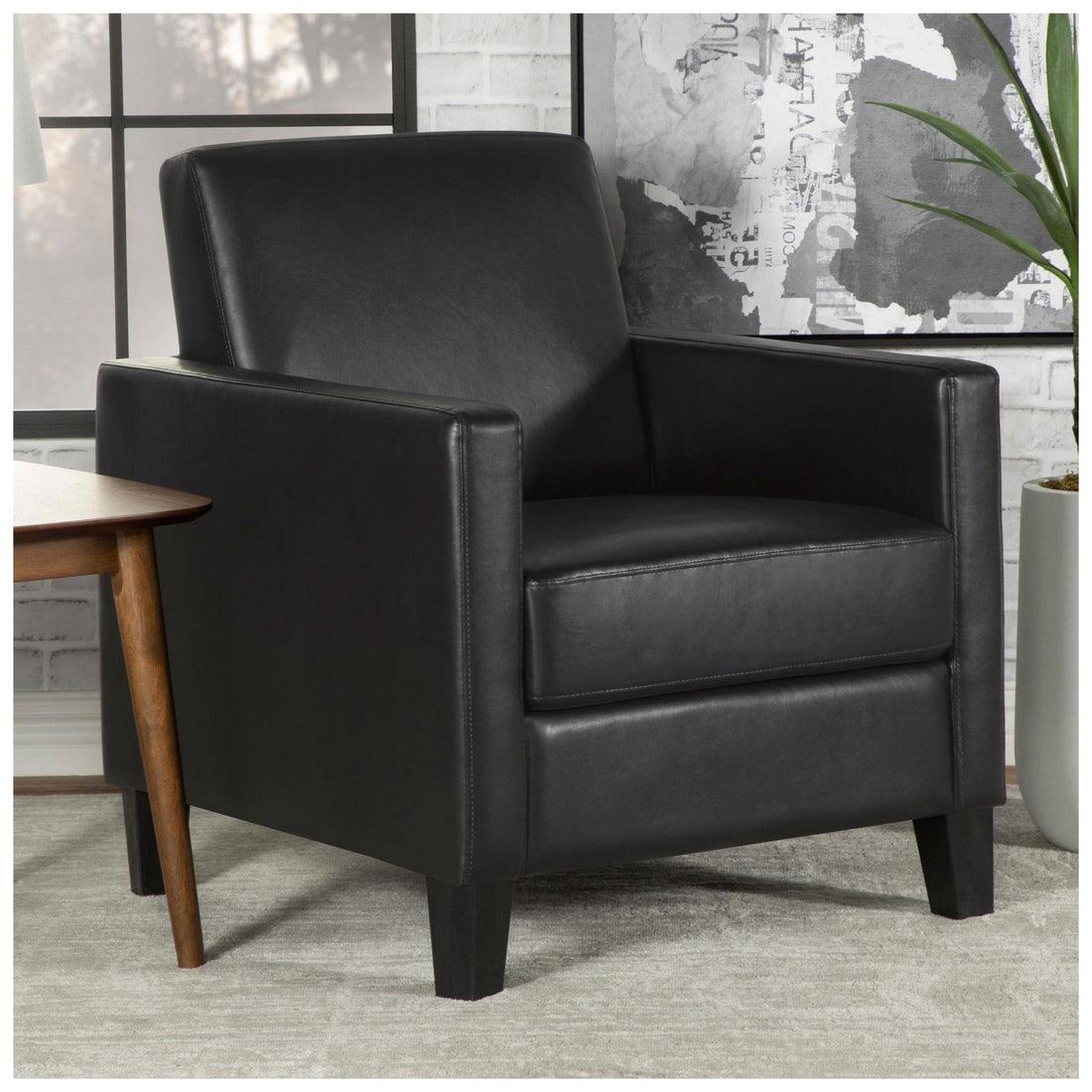 Julio Upholstered Accent Chair with Track Arms Black 909478