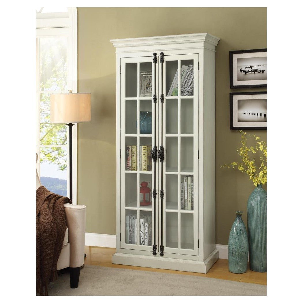 Toni 2-door Tall Cabinet Antique White 910187