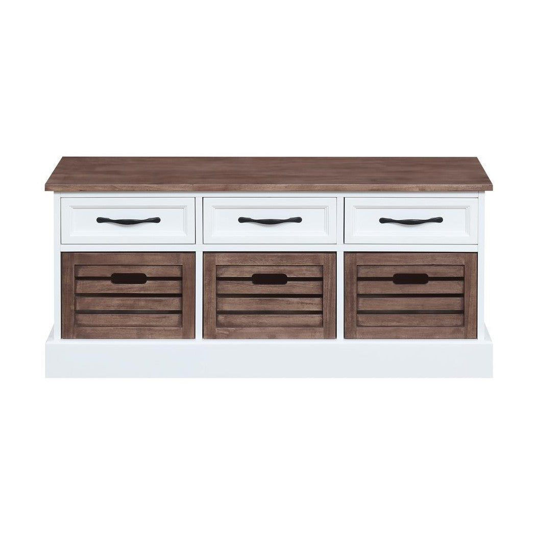 Alma 3-drawer Storage Bench Weathered Brown and White 911196