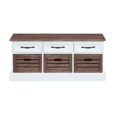 Alma 3-drawer Storage Bench Weathered Brown and White 911196