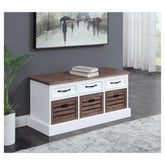 Alma 3-drawer Storage Bench Weathered Brown and White 911196