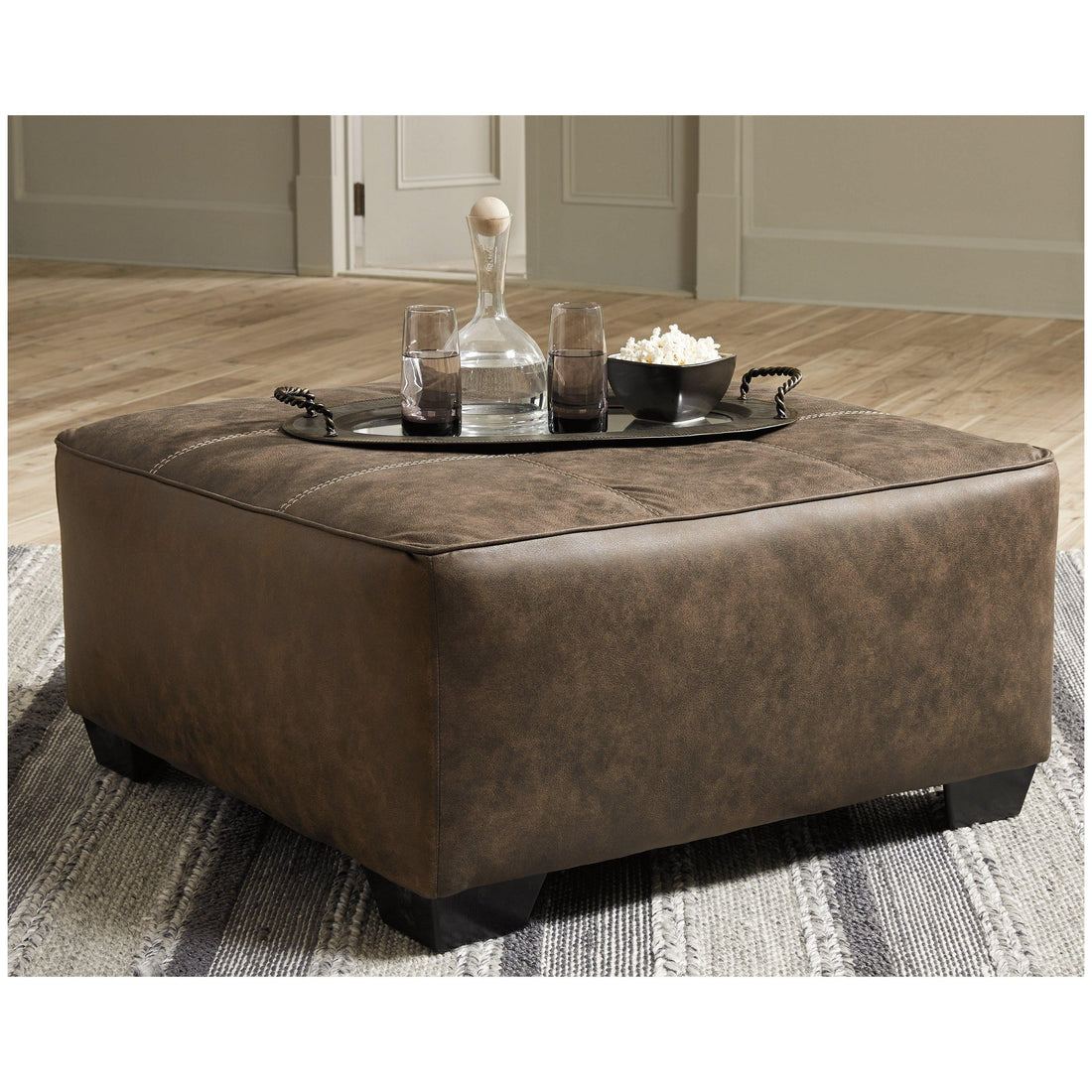 Abalone Oversized Accent Ottoman Ash-9130208