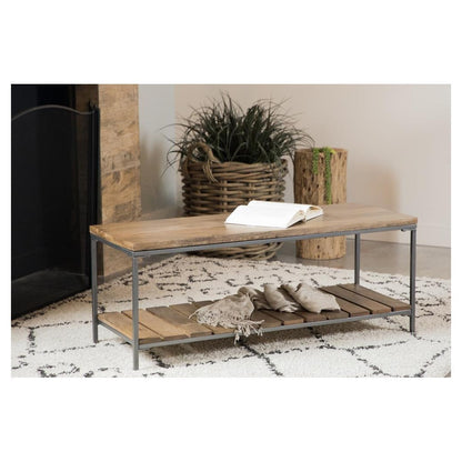 Gerbera Accent Bench with Slat Shelf Natural and Gunmetal 914127