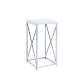 Edmund Accent Table with X-cross Glossy White and Chrome 930014