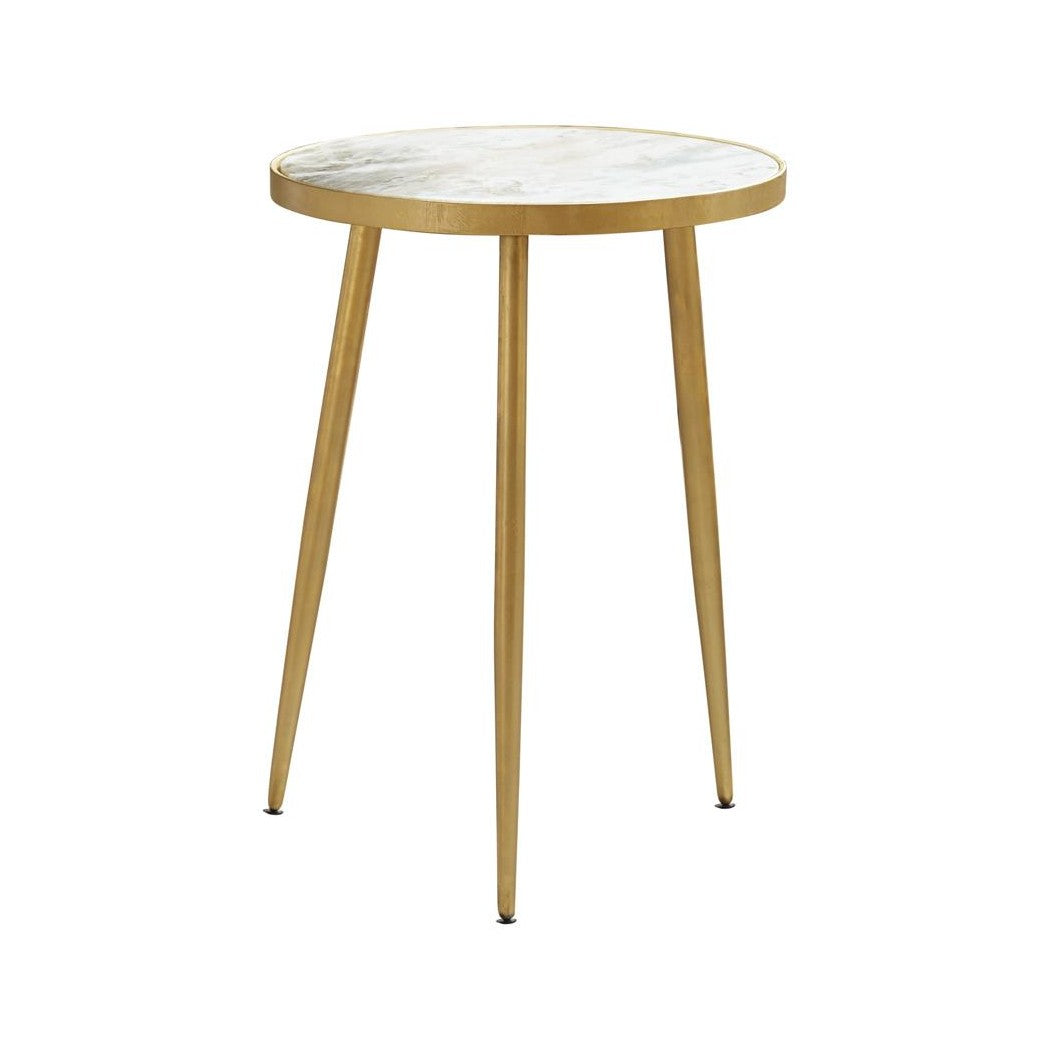 Acheson Round Accent Table White and Gold 930060