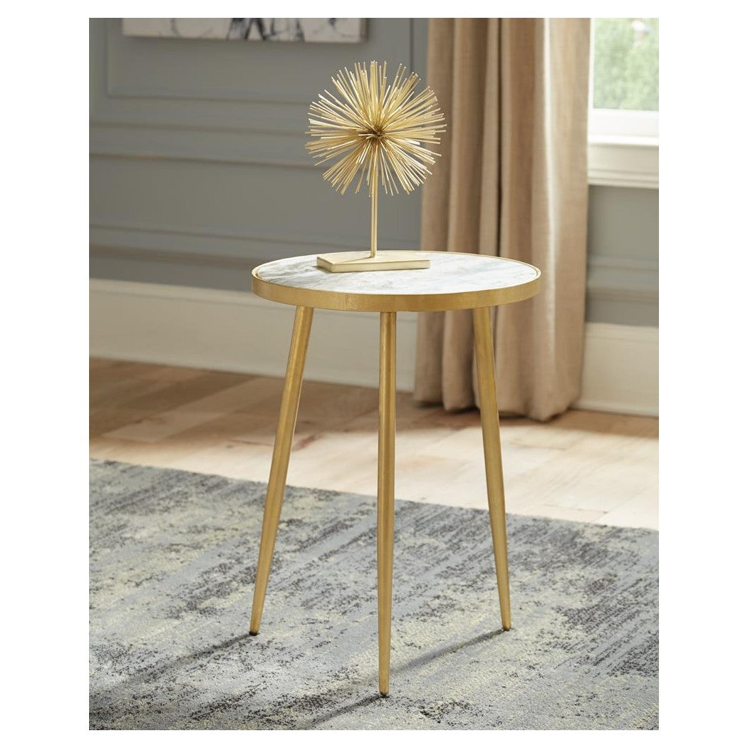 Acheson Round Accent Table White and Gold 930060