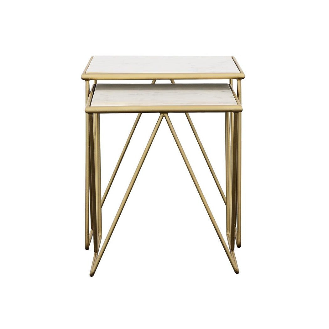 Bette 2-piece Nesting Table Set White and Gold 930075