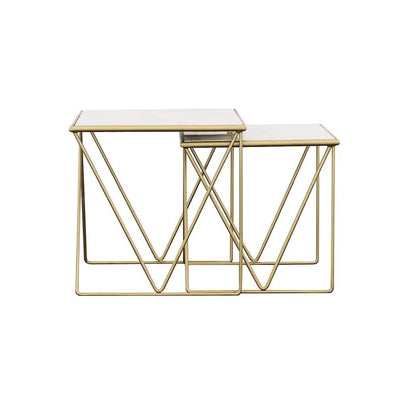 Bette 2-piece Nesting Table Set White and Gold 930075