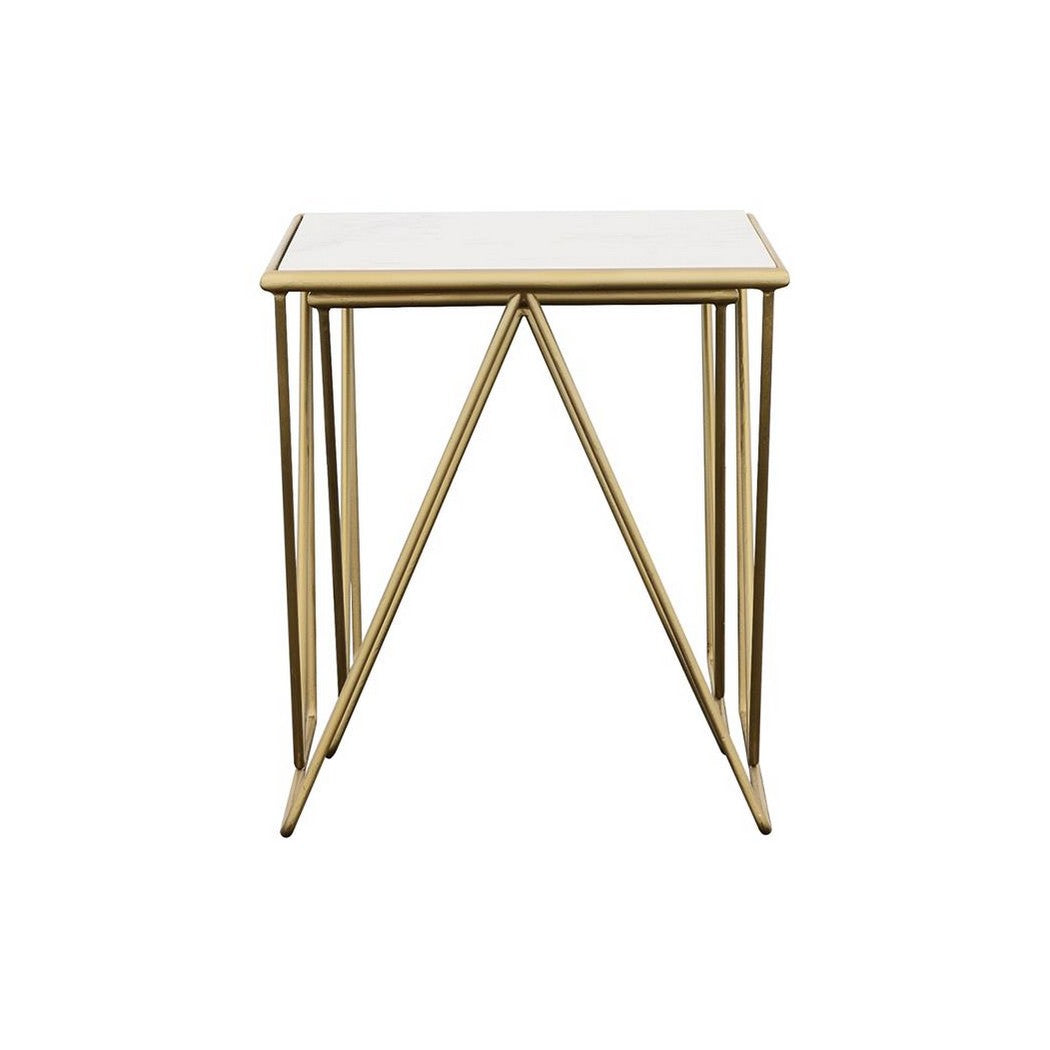 Bette 2-piece Nesting Table Set White and Gold 930075