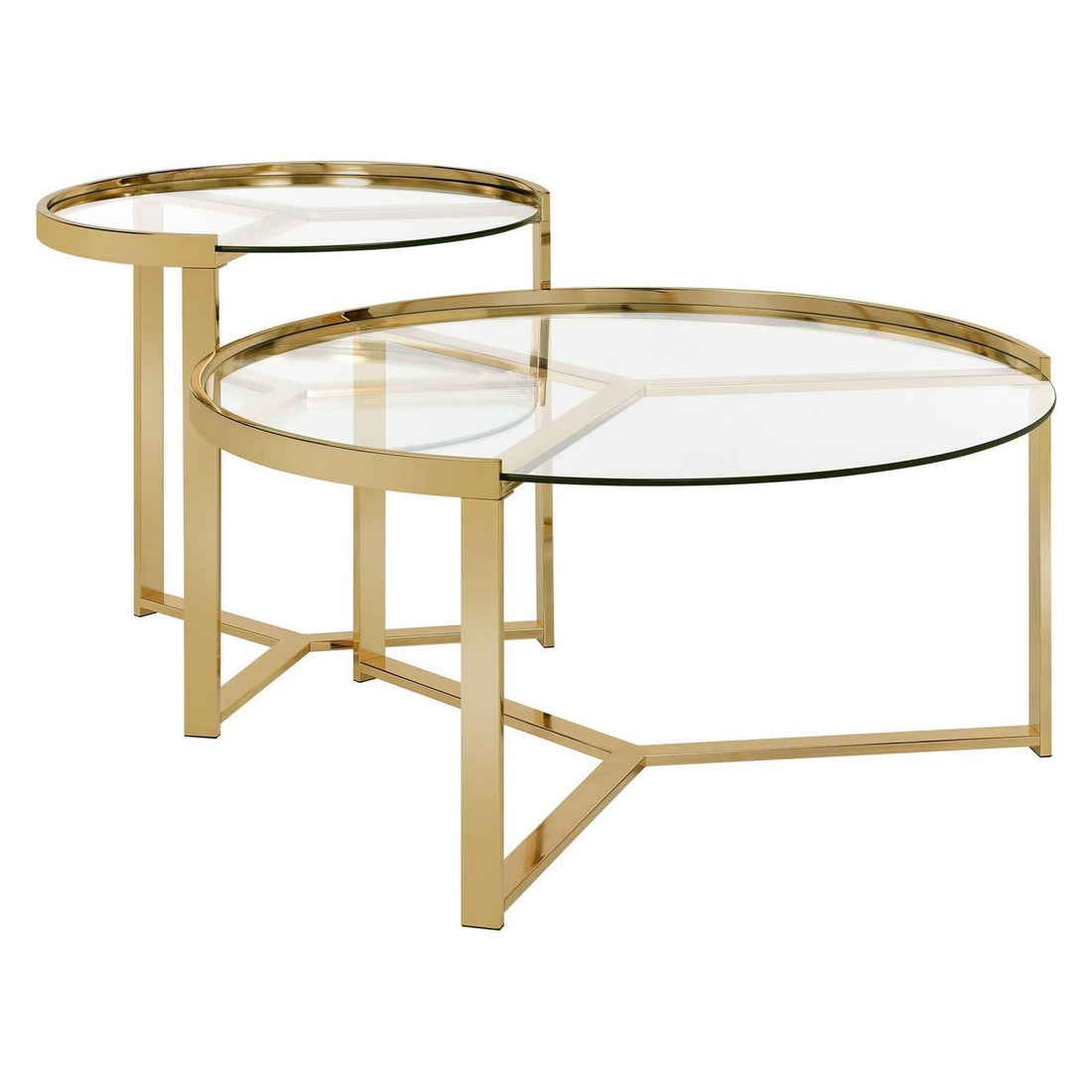 Delia 2-piece Round Nesting Table Clear and Gold 930251