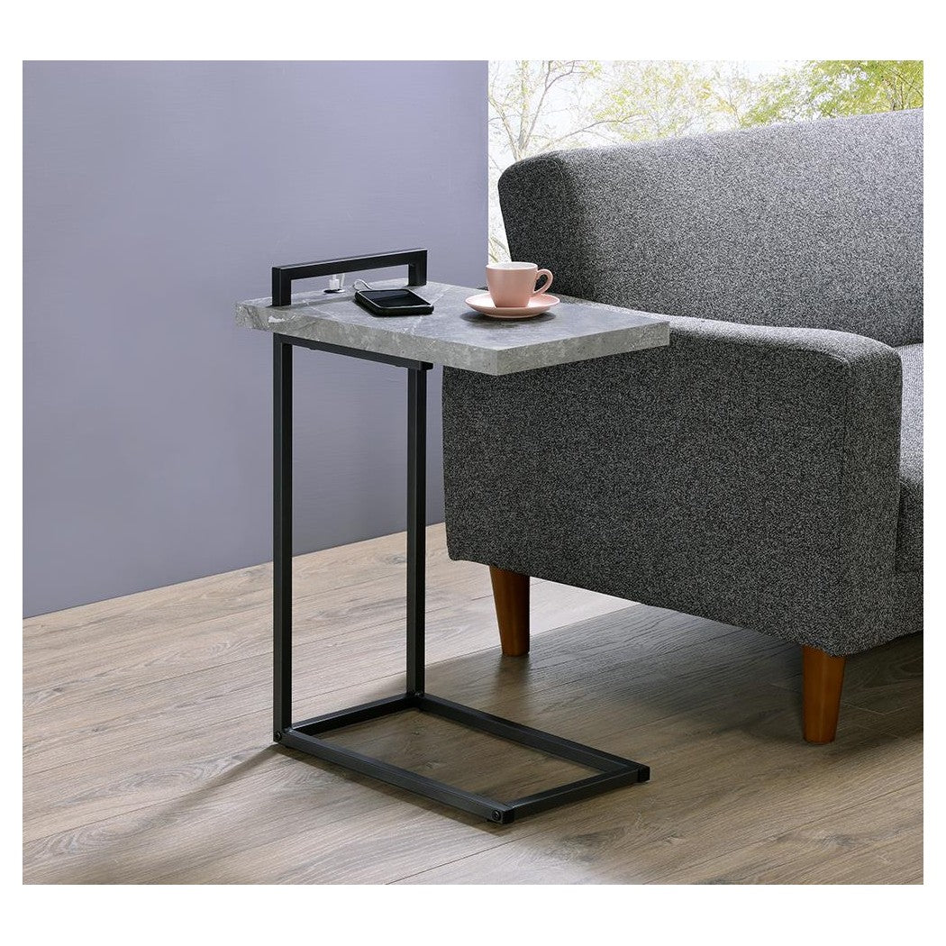 Maxwell C-shaped Accent Table Cement and Gunmetal 931129