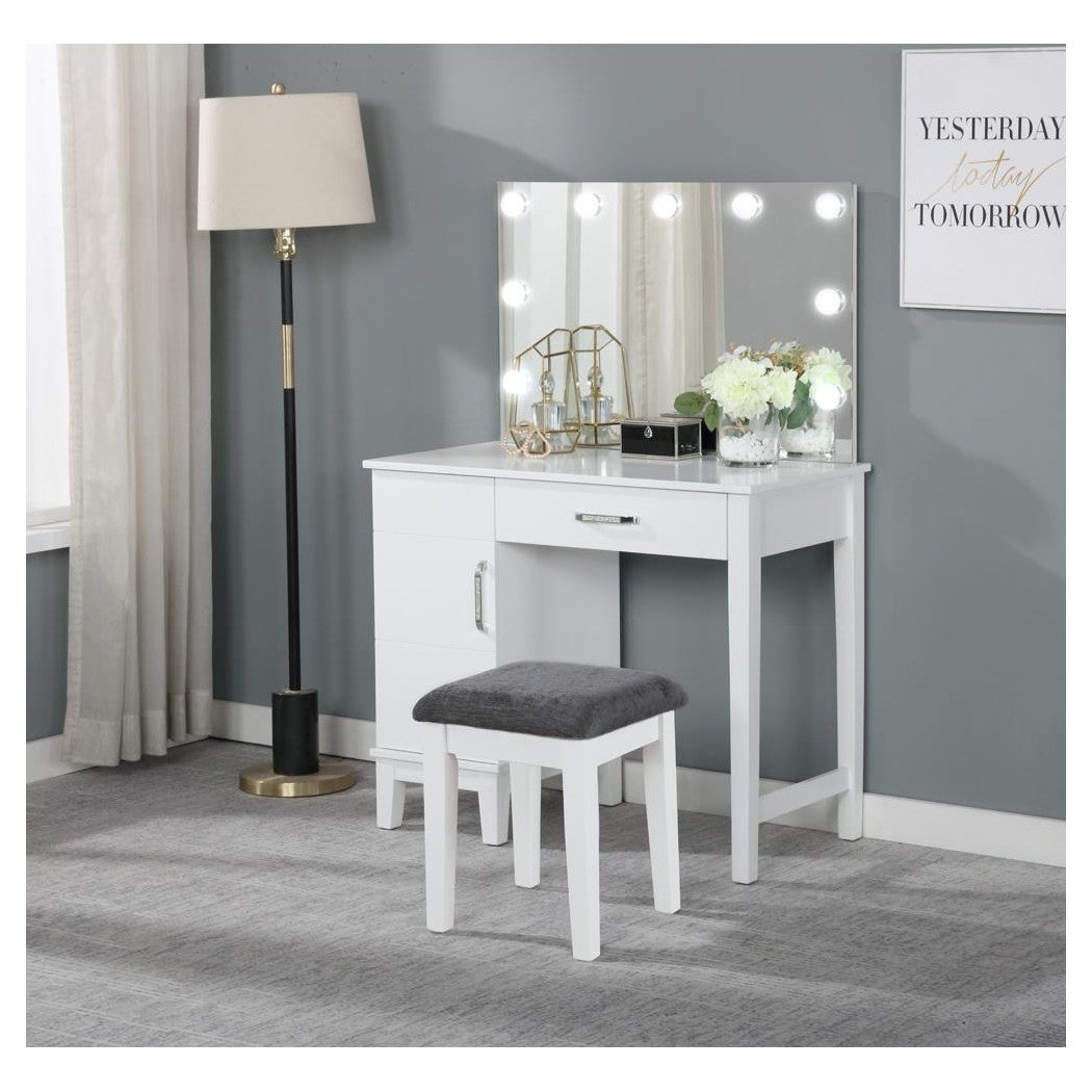 Elijah Vanity Set with LED Lights White and Dark Grey 931149