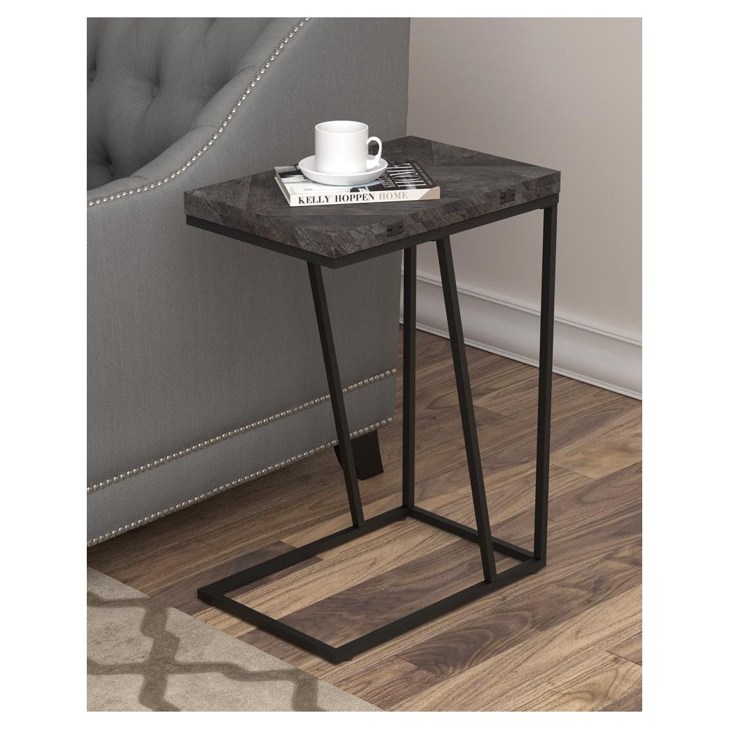 Carly Expandable Chevron Rectangular Accent Table Grey 931156