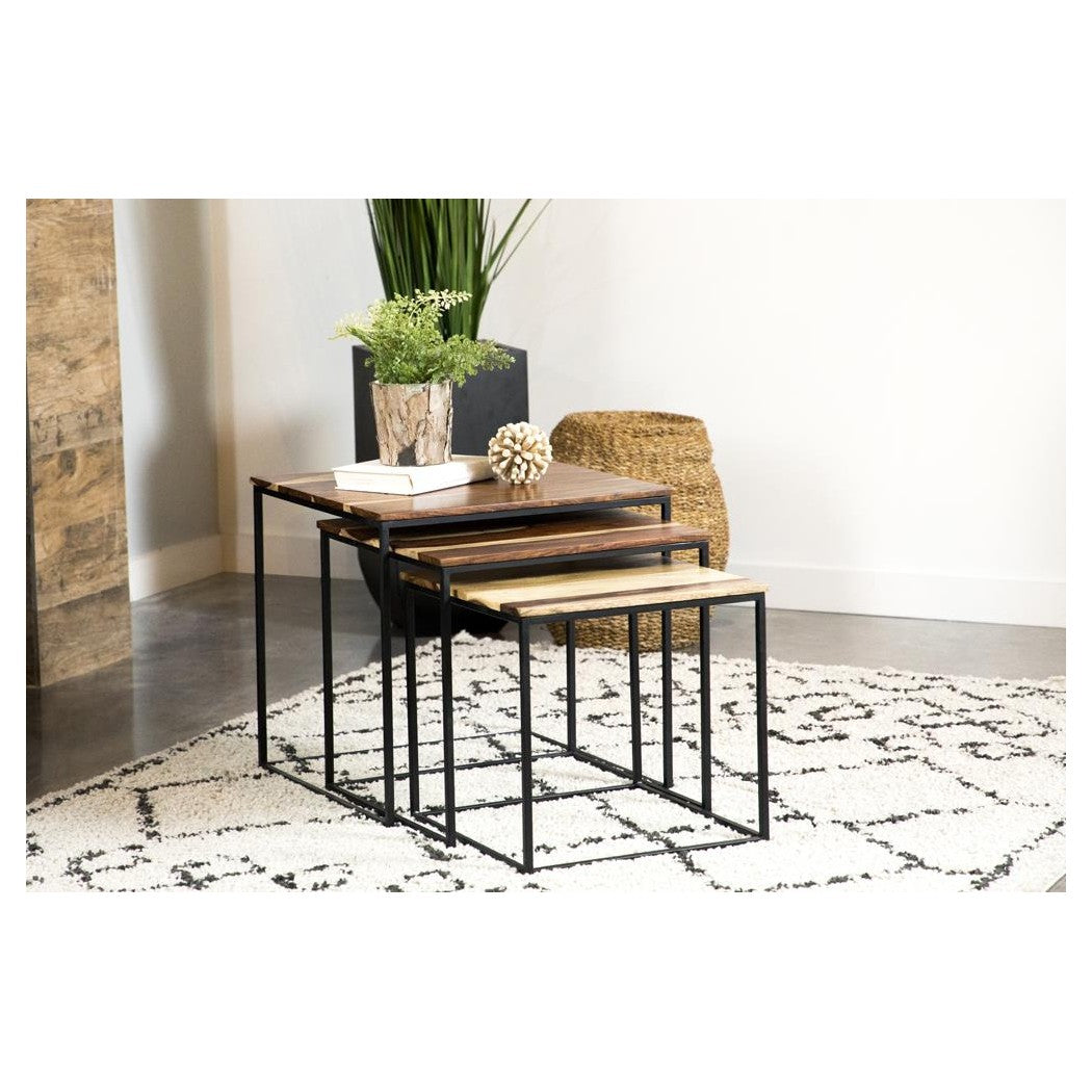 Belcourt 3-piece Square Nesting Tables Natural and Black 931182